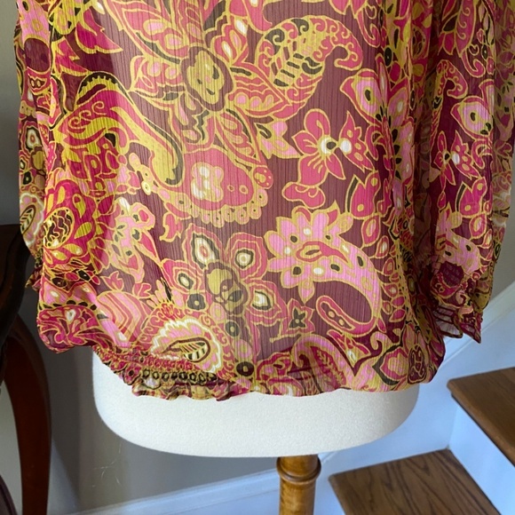 Loft Paisley Pink Sheer Off Shoulder Top - Picture 3 of 6
